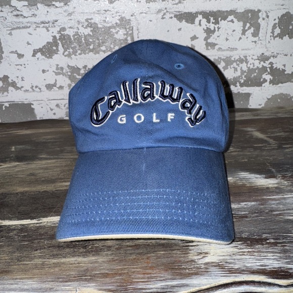 Callaway Other - Callaway Golf Hat Cap Mens One Size Blue Adjustable Back Cotton Textured Logo‎